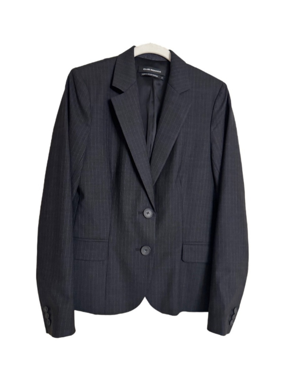 Club Monaco Pinstripe Blazer Wool Blend Size 8 Old Money Academia Office Travel
